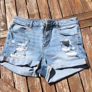 High waisted denim shorts